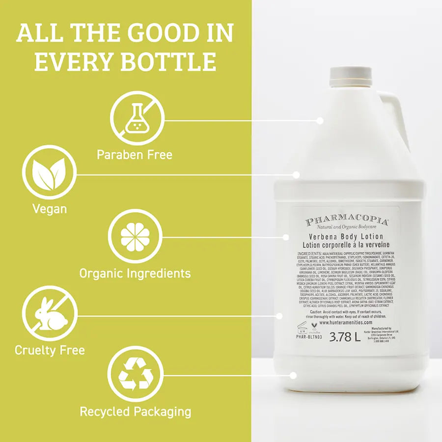 Pharmacopia Vegan and Organic Verbena Hotel Collection Body Lotion -  Gallon Refill