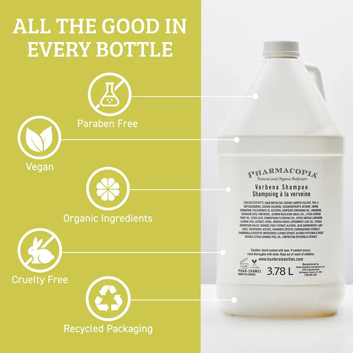 Pharmacopia Verbena Hotel Collection Shampoo  Recycled Packaging and Cruelty Free -  Gallon Refill