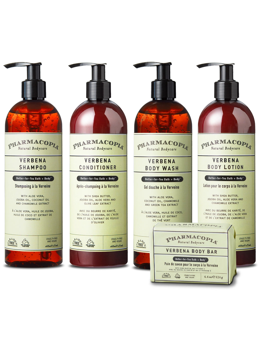 Verbena Luxury Bundle - Shampoo, Conditioner, Body Wash, Body Lotion, Body Bar (68.4 oz total)