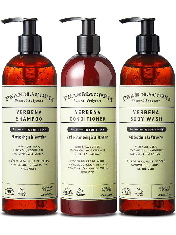 Verbena Shower Trio Bundle - Shampoo, Conditioner, Body Wash (48 oz total)